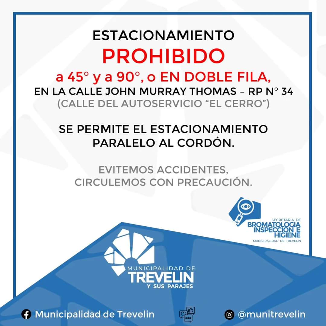 PROHIBIDO ESTACIONAR A 45° Y 90° SOBRE LA  John Murray Thomas