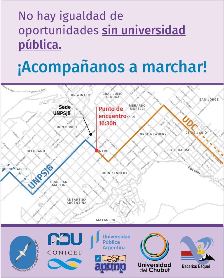 Esquel será parte de la marcha nacional educativa, en defensa de las universidades públicas