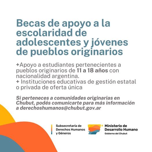 La Dirección Provincial de Pueblos Originarios invita a postulantes a apoyaturas escolares