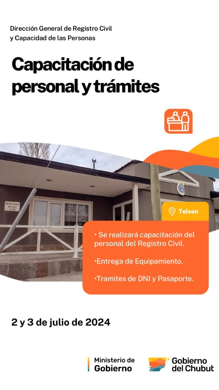 Provincia capacita al personal del Registro Civil en Telsen