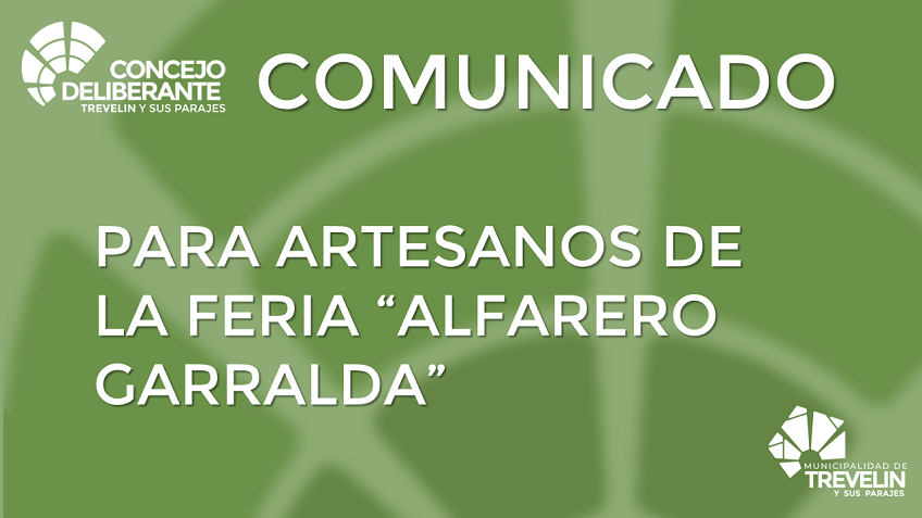 COMUNICADO PARA ARTESANOS DE LA FERIA «ALFARERO FERNANDO GARRALDA»
